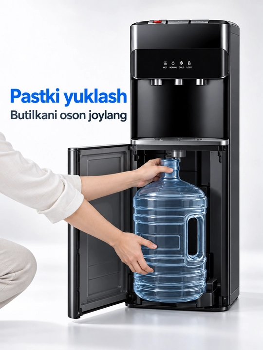 Rulis BLB8-BLACK suv dispenseri, polga o‘rnatiladigan, pastki yuklash, issiq va sovuq suv