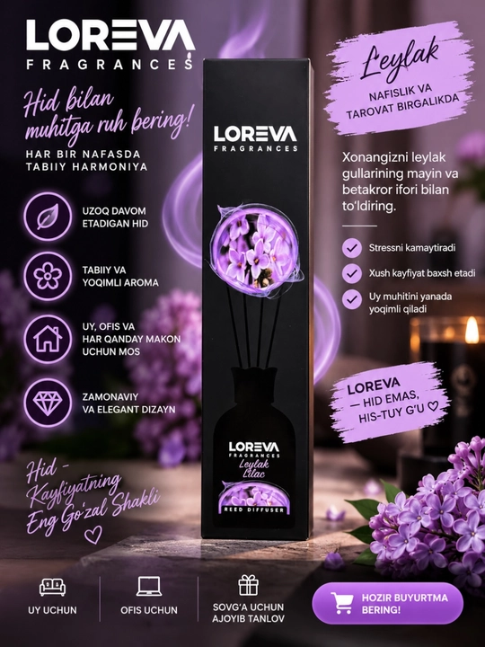 Освежитель воздуха, 110 мл, LOREVA, для дома, автомобиля и офиса - 