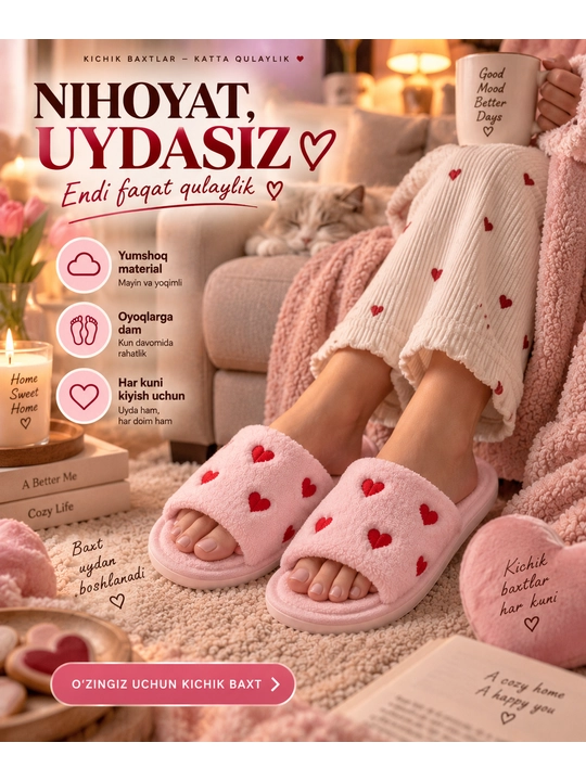 Ayollar uchun uyda kiyiladigan, uchi ochiq shippaklar, uyda kiyiladigan shippaklar