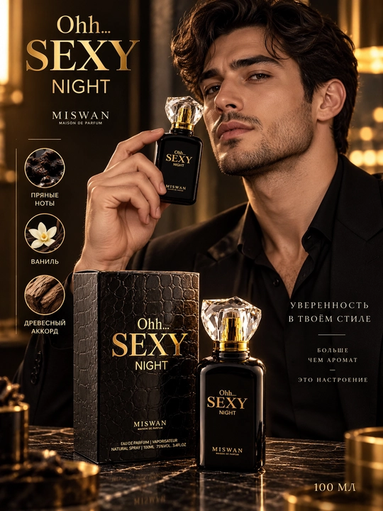 Miswan Ohh... Sexy Night erkaklar parfyumlangan suvi, 100 ml Eau de Parfum