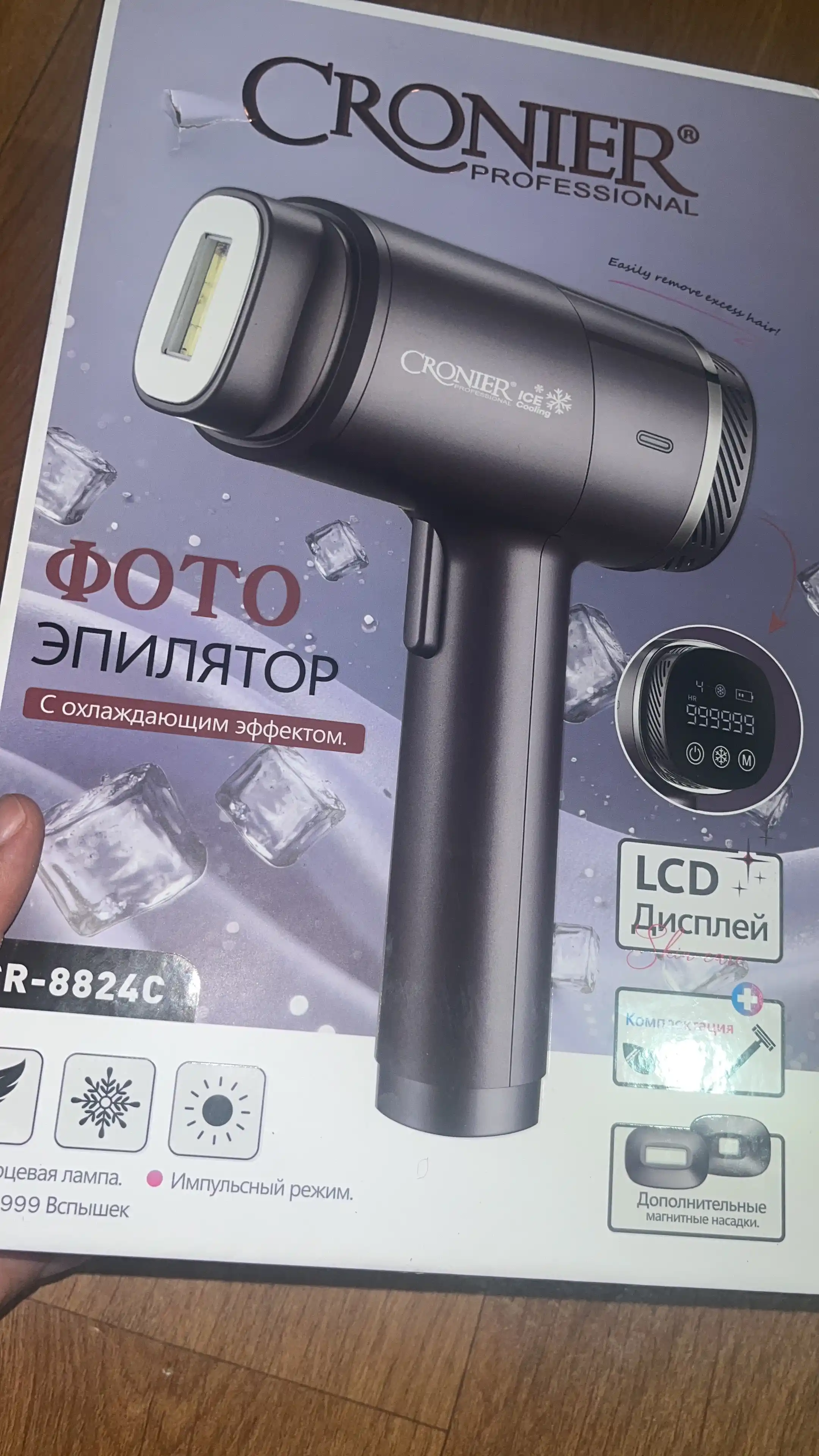 Cronier Фотоэпилятор для лица, зоны бикини и тела, ресурс 999 999 вспышек