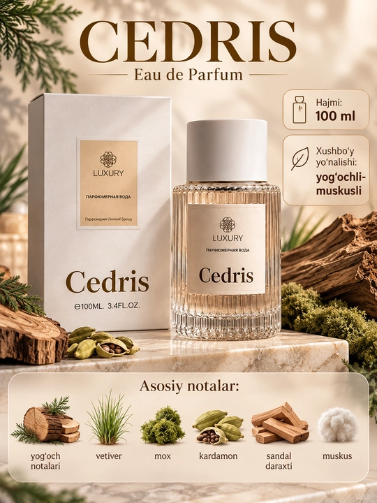 Luxury Fragrance Cedrus uniseks parfyumlangan suv, 100 ml  - 
