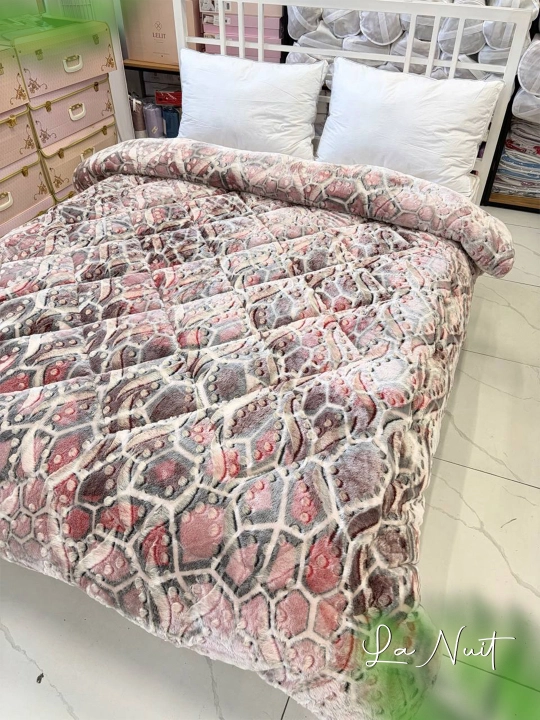 Mex ko'rpa La Nuit 2-kishilik, qalin adyol, naqshli va leopard printli - 