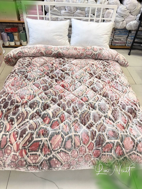 Mex ko'rpa La Nuit 2-kishilik, qalin adyol, naqshli va leopard printli