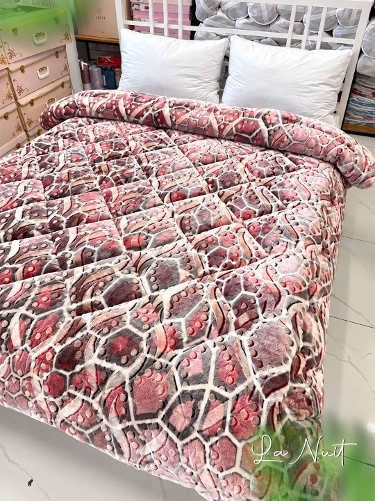 Mex ko'rpa La Nuit 2-kishilik, qalin adyol, naqshli va leopard printli