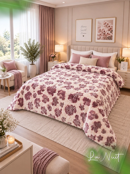 Mex ko'rpa La Nuit 2-kishilik, qalin adyol, naqshli va leopard printli