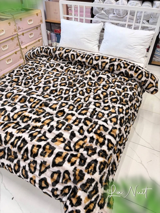 Mex ko'rpa La Nuit 2-kishilik, qalin adyol, naqshli va leopard printli - 