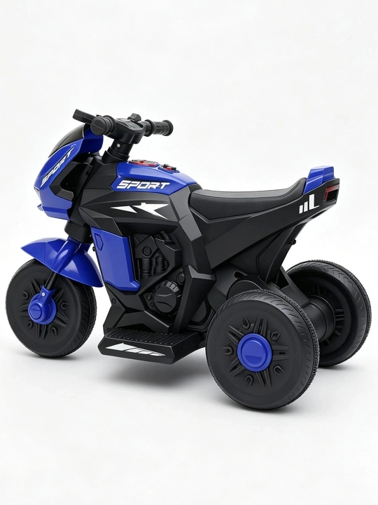 Bolalar elektr mototsikli, 2 motorli, 6V 4Ah akkumulyator, musiqa va chiroqlar, 1–6 yosh