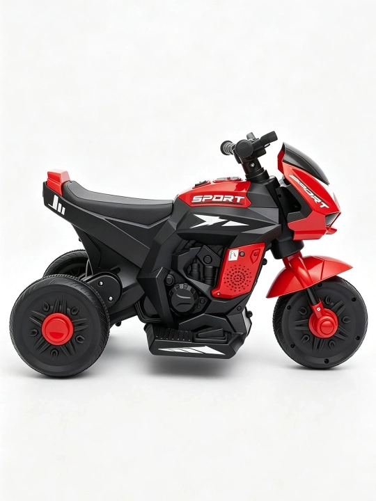 Bolalar elektr mototsikli, 2 motorli, 6V 4Ah akkumulyator, musiqa va chiroqlar, 1–6 yosh