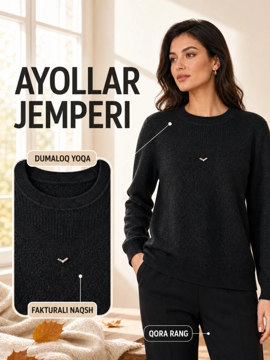 Ayollar uchun zamonaviy trikotaj jemper - 