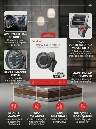 Moshina uchun magnitli telefon ushlagich Earldom Cobalt Onix Tracker uchun derjatel holder - 