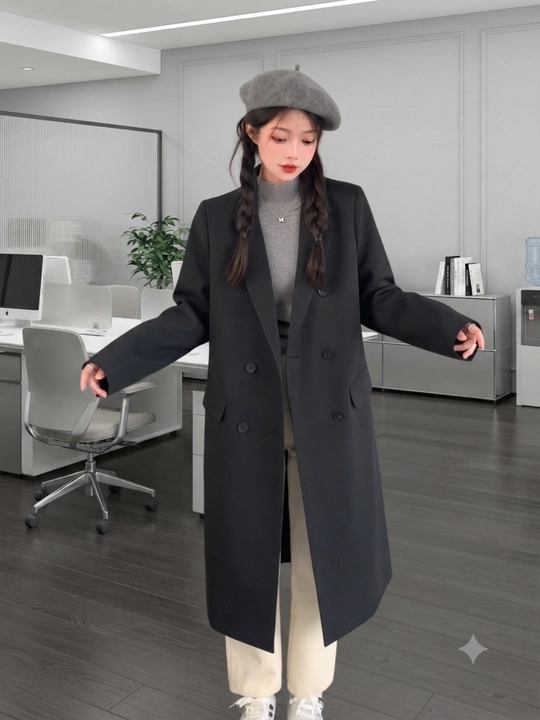 Женский пиджак oversize — не плотная, подходит для тёплых дней осени и весны