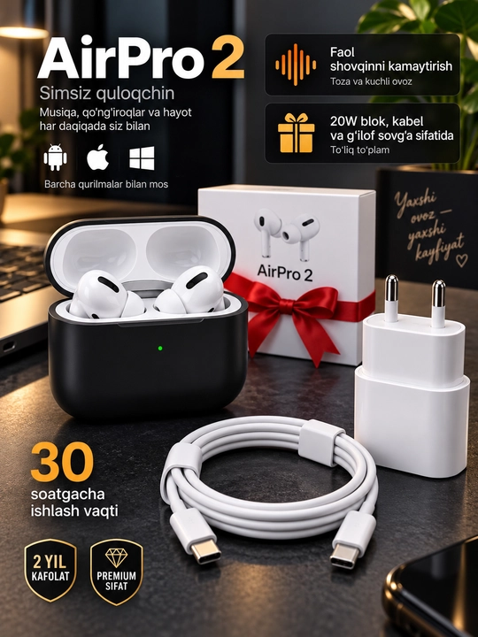 IPhone va Android uchun A.Pods PRO 2 simsiz quloqchinlari - 