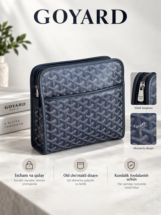 Sumkalar erkaklar uchun, goyard, suv o'tkazmaydigan, charm - 