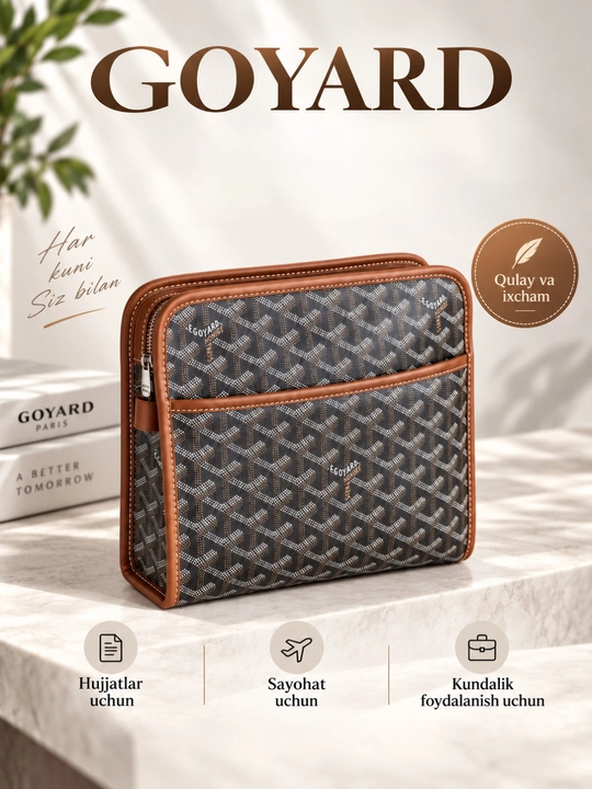 Sumkalar erkaklar uchun, goyard, suv o'tkazmaydigan, charm - 
