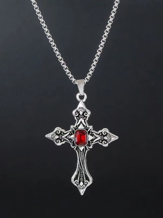 Tosh va xochli gotik marjon, unisex vintaj marjon