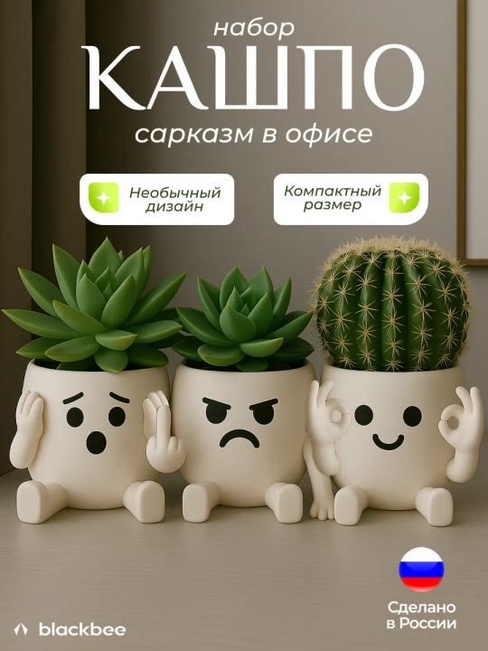 Набор горшков для цветов кактусов и суккулентов - 