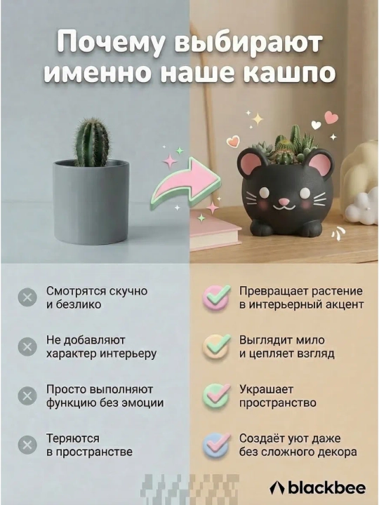 Kaktuslar va sukkulentlar uchun gul idishi