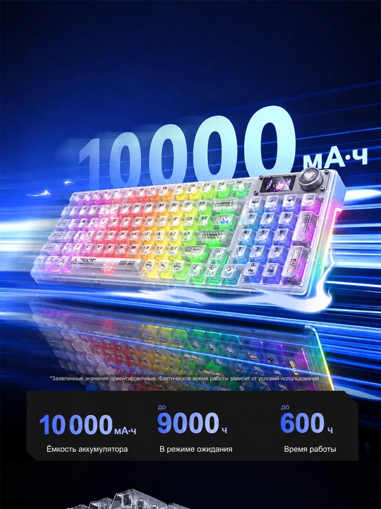 AULA F98 Pro V3 klaviatura, mexanik, simsiz, RGB yoritish, ekran, aylantirgich
