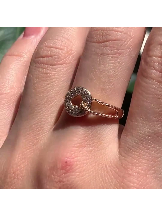 Jezdan uzuk, 18 karat tilla yugurtirilgan, fianitlar
