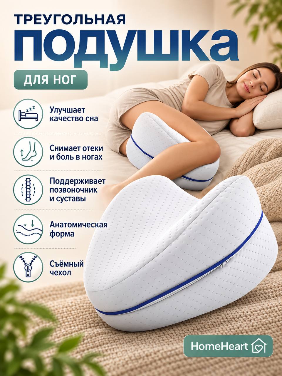 Oyoqlar orasiga qo‘yiladigan xotira effektli ortopedik yostiq