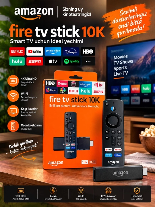 Amazon fire tv stick 10k HDR smart tv media player alexa voice remote - 