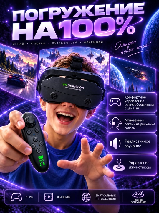 VR-очки для смартфона — 3D, VR box Shinecon