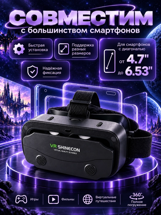 VR-очки для смартфона — 3D, VR box Shinecon