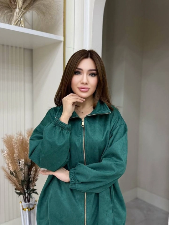 Ayollar dvoykasi, zamsh matosidan ayollar kiyimi, oversayz uslubidagi zamonaviy kostyum