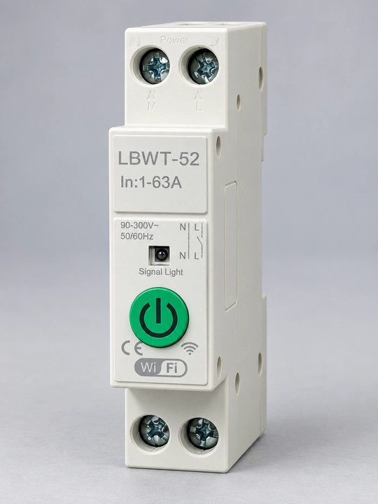 Aqlli WiFi rele 63A LBWT-52, smart tok avtomati, 90–300V, masofaviy boshqaruv