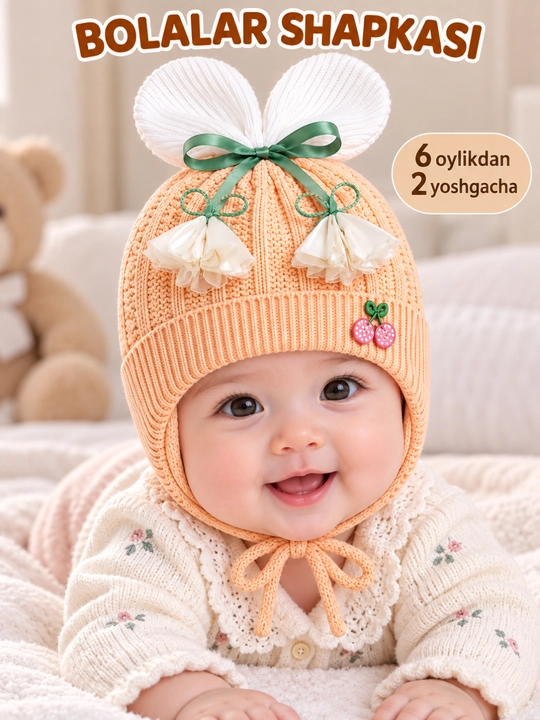 Шапка для девочки детская, шапочка для девочки, зимняя, демисезонная, теплая - 