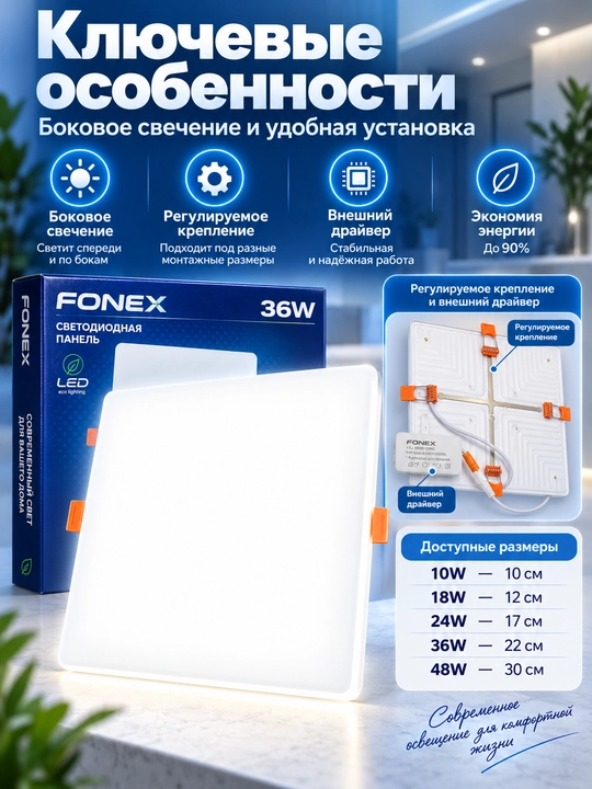 LED panel svetilnik, shift uchun led chiroq, akril ichki yoritgich, dumaloq va kvadrat