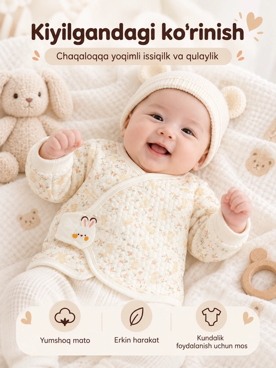 Теплая распашонка для новорожденных, мягкая кофточка с длинным рукавом