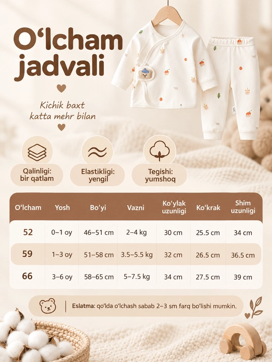 Хлопковый комплект для новорожденных, кофточка и штаны, 2 предмета