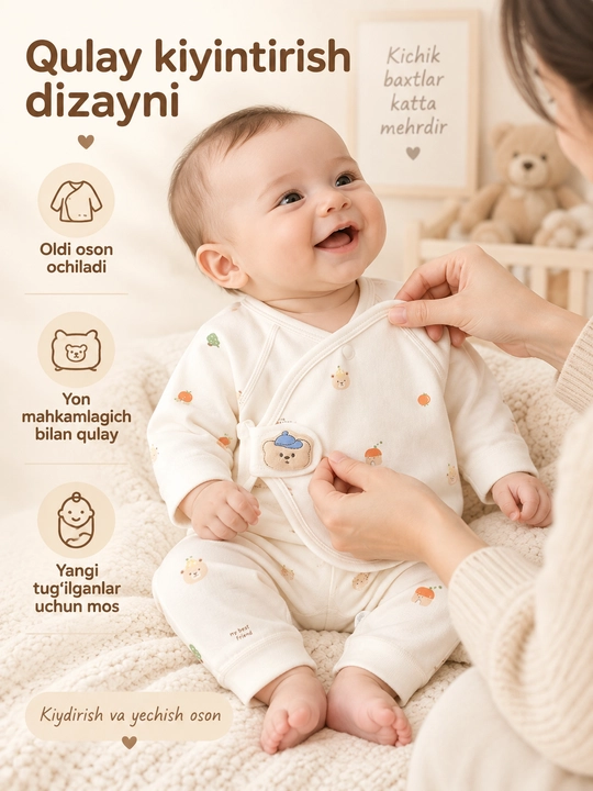 Хлопковый комплект для новорожденных, кофточка и штаны, 2 предмета