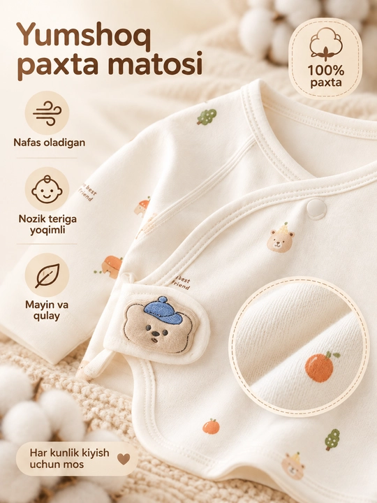 Хлопковый комплект для новорожденных, кофточка и штаны, 2 предмета