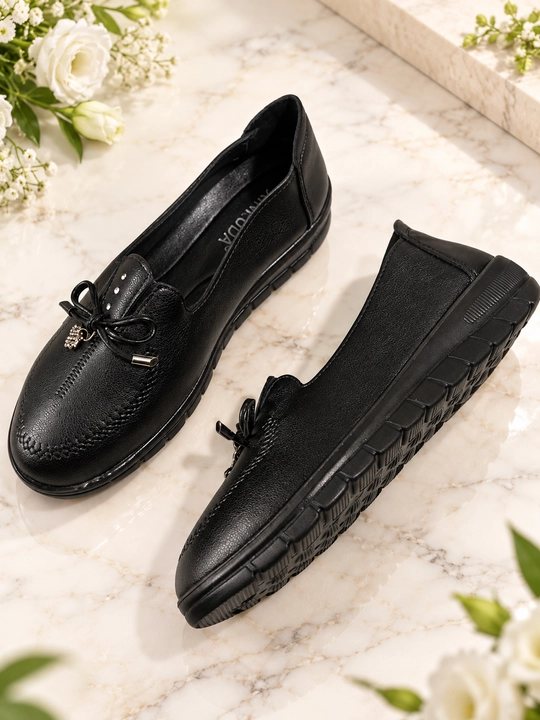 Ayollar yumshoq oyoq kiyimi, kundalik loafer, qora, katta razmerlar 41–43