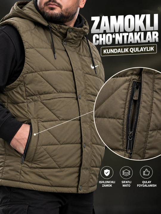 Erkaklar uchun NIKE kapyushonli issiq katta razmerli bezrukavka 6XL–10XL velikan nimcha