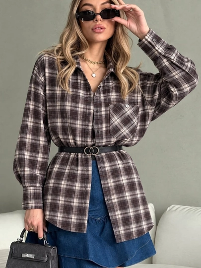 AishazaR Женские рубашки в клетку, oversize