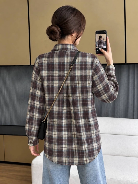 AishazaR Женские рубашки в клетку, oversize