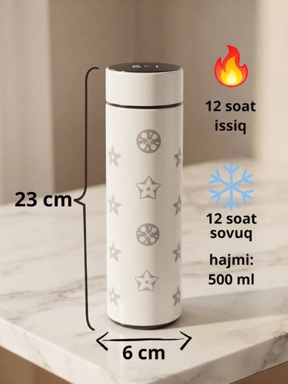 Harorat datchigi bilan, barcha suyuq mahsulotlar uchun termokrujka-termos, 500 ml - 