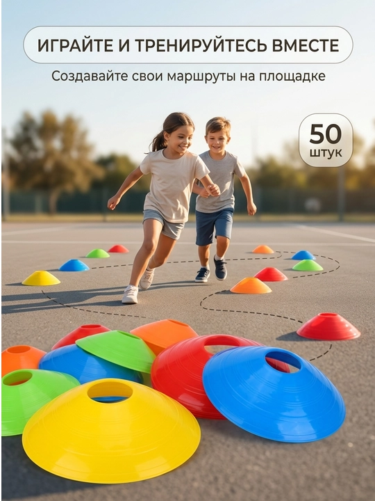 Спортивный набор для тренировок, конусы и кольца для дома и детского сада