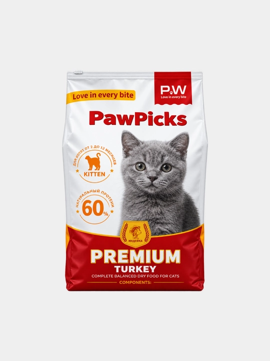 Paw Picks сухой корм для котят с индейкой 10 кг - 