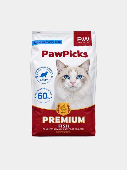 Paw Picks сухой корм для кошек с рыбой 10 кг - 
