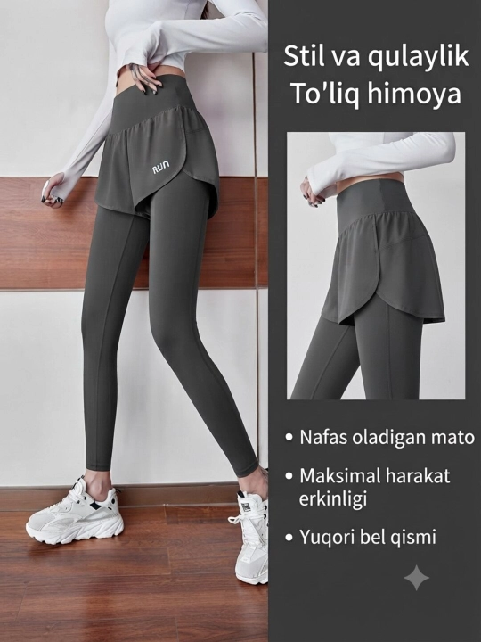Ayollar uchun yubkali sport taytsi legginsi losina, sport losinlari, sport kiyimi, sport