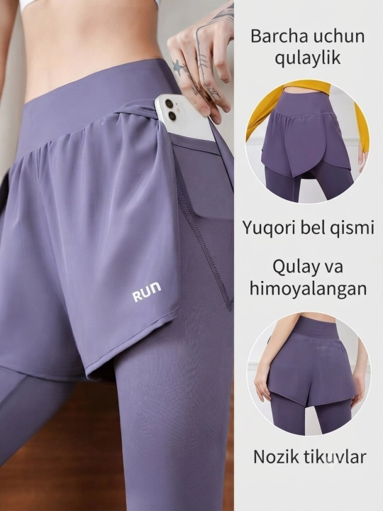 Ayollar uchun yubkali sport taytsi legginsi losina, sport losinlari, sport kiyimi, sport