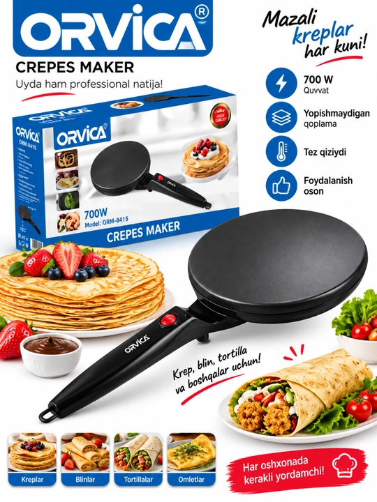 ORVICA Elektrik Blin Pishirgich (Crepe Maker) - 