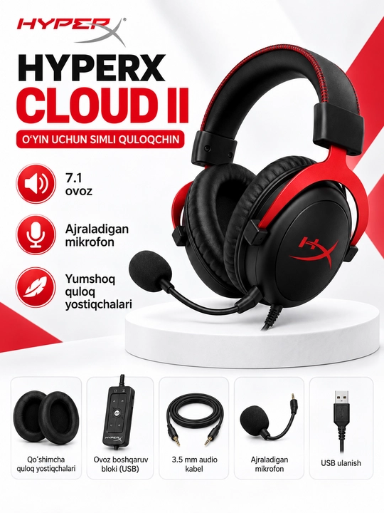 HyperX Cloud II Gaming garniturasi - 