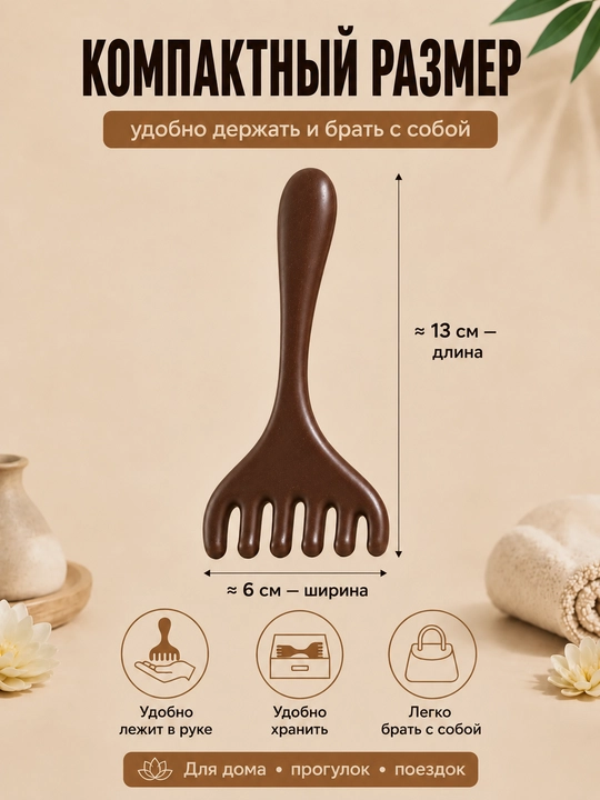 Массажный гребень для головы, шеи, лица и тела, ручной массажер, 6 зубцов