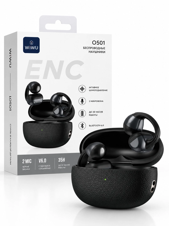 WiWU O501 simsiz quloqchin Bluetooth 6.0, shovqinni kamaytirish va 2 mikrofon
